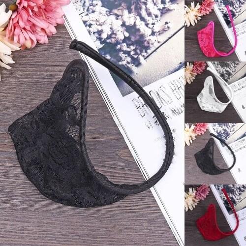 Hot Attractive Sexy Sheer Lace Pearls C String Thong Invisible Underwear Panties For Man Nightwear Tanga Invisible