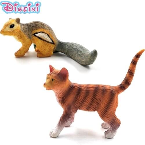 Simulation Cute Cat Small Chipmunk Mouse animal model plastic figure home decor figurine decoration accessories Gift For Kid toy