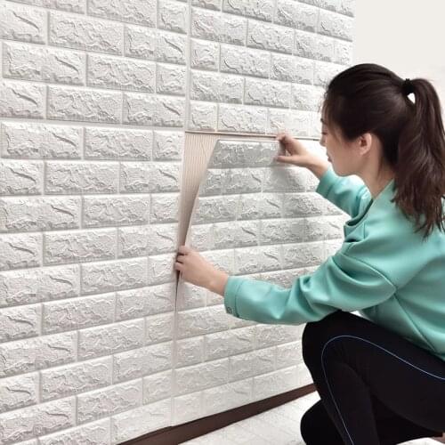 Brick Wall Stickers DIY 3D PE Foam Wall Panels Bedroom Decal Stone Embossed Decoration Self Adhensive 3D Brick Wall 70 * 77cm