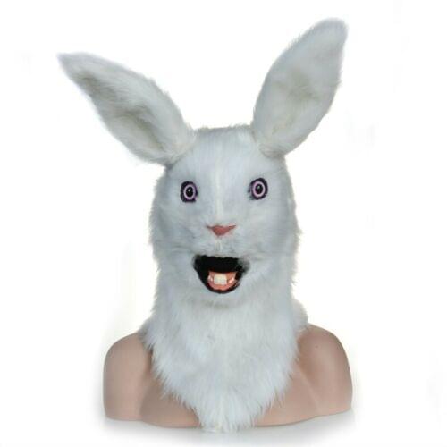 Can Move Mouth White Rabbit Mascot Costume Fursuit Cospaly Party Game Fancy Dress Animal Halloween Realistic Advertising Parade