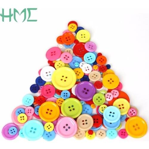 20-200PCs Round Resin Sewing Buttons Scrapbooking Solid Random Mixed Color for DIY Clothes Dolls Crafts Garment Accessories