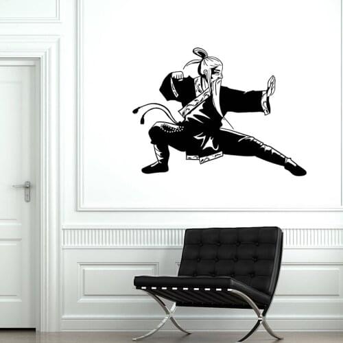 Kung Fu Sport Warrior Vinyl Wall Decal Asian Fighter China Martial Art Stickers living room decoration Art DIY Mural Y20