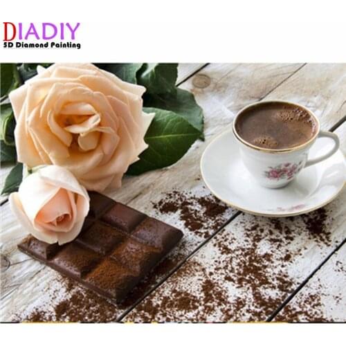 Square diamond painting DIY cross stitch kit coffee decoration painting 5D rhinestone embroidery mosaic embroidery new year gift