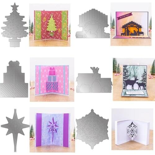 Christmas Pop Out Metal Cutting Dies Stacked Gifts Christmas Tree Snowflake Reindeer Diecut for DIY Scrapbooking Card Craft 2021