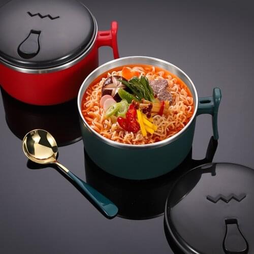 Cute Student Homework Bowl Instant Noodle Bowl Soup Bowl Salad Bowl Rice Bowl with Lid Reusable Tableware Dinnerware Set
