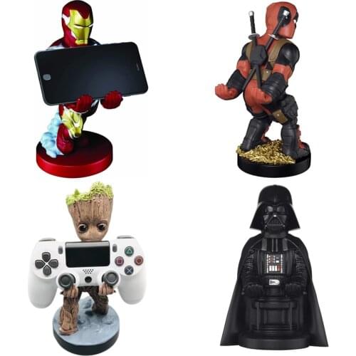 Marvel The Avengers Iron Man Groot Deadpool Mobile Phone Stand Resin Anime Roles Decoration Game Console Stand for Birthday Gift