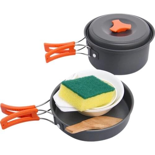 WIDESEa 1 Person Camping Tableware Outdoor Cookware Picnic Set Travel Gears Non-Stick Pots Pans Bowls Hiking