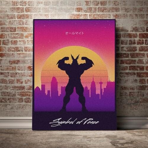 Retro All might BNHA 80s Poster Canvas Wall Art Decoration prints for living Kid Children room Home bedroom decor painting