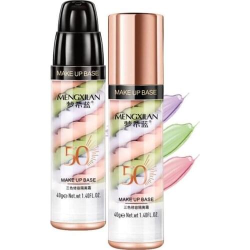 Three-color Mixed Face Base Primer Liquid Matte Make Up Fine Lines Oil-control Facial Cream Brighten Foundation Primer Cosmetic