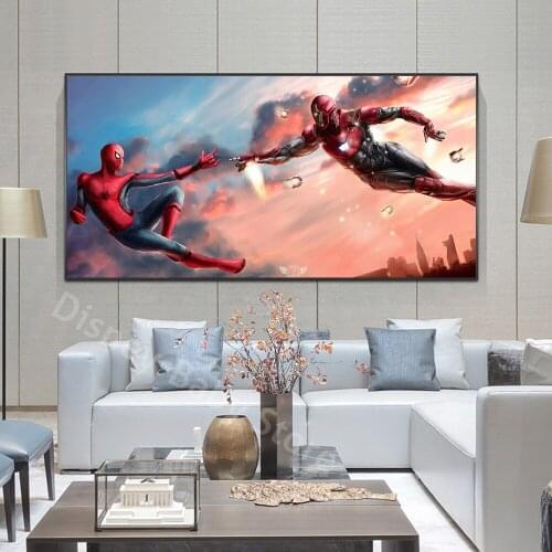 Marvel Superheroes Iron Man and Spider Man Canvas Paintings on the Wall Pictures Living Room Decoration Wall Art