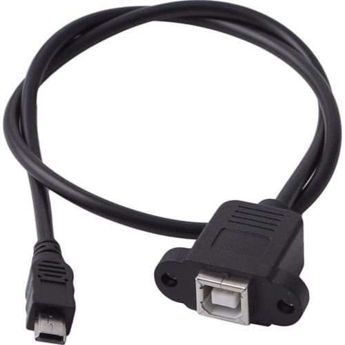 TCAM USB 2.0 B Printer Panel Mount Cable + Screw Mini USB 5 Pin Male to USB 2.0 B Jack Female 50cm Digital Cable Dropshipping