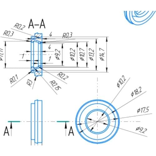 U seal 9.2x18.2x4.5 / 26.66X35.5X3.8 mm ID X OD X H MM Polyurethane (PU) Single Lip U Cup seal Hydraulic cylinder U cup
