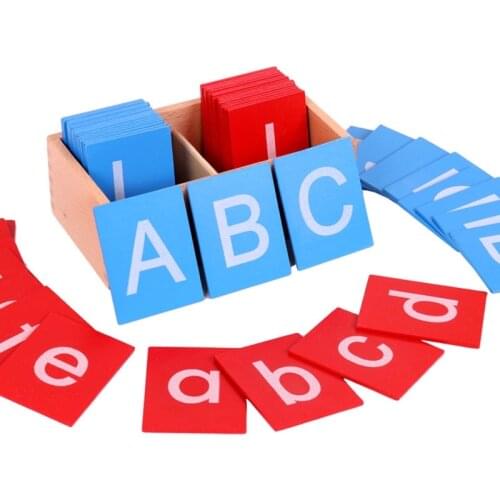 Montessori Children Language Training Kindergarten Teaching Aids Uppercase Lowercase English Letters Sandpaper Letter Board Kids