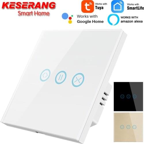 EU Standrd WiFi Smart Touch Curtain Roller Blinds Motor Switch Tuya Smart Life App Remote Control Works with Alexa Google Home