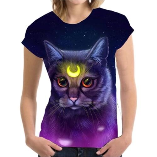 Versatile T-shirts for Women Tops Product Hot Money Womens Tops and New Product 2021 Oversize Cat Crew Neck Black