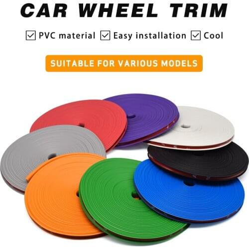 8M/Roll Car Wheel Rims Protector Decor Strip Rubber Moulding Rimblades Car Vehicle Rim Sticker Color Tire Guard Line Styling