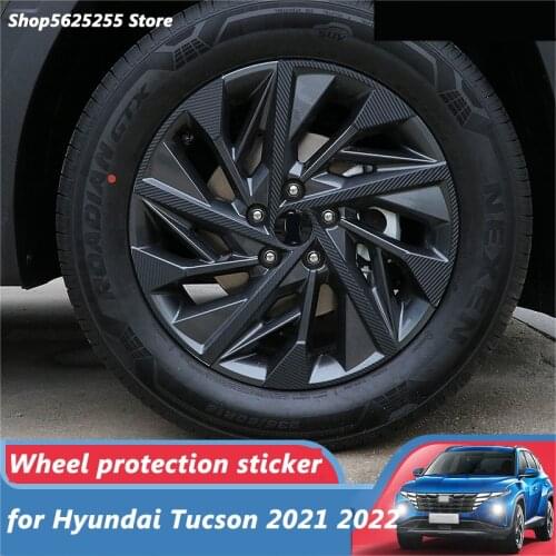 Wheel Hub Stickers For Hyundai Tucson NX4 2021 2022 Accessories Wheel Carbon Fiber Texture Protection Film Car Styling