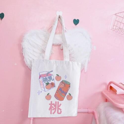 Women Canvas Cloth Eco Reusable Tote Bag Bolsa De Compras Korean Japanese Aesthetic Students School Bags Handbags