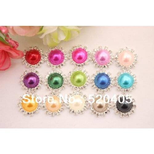 15 Colors ABS pealrs acrylic metal button accessories for hairs garment accessory Accessories jewelry Rhinestone 100PCS