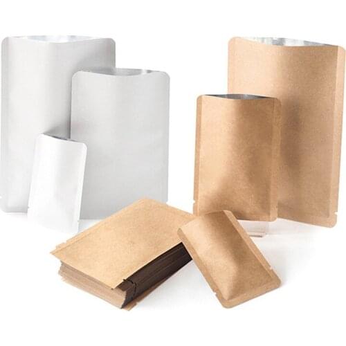 2000Pcs/lot Open Top Kraft Paper Aluminum Foil Round Corner Package Bag Mylar Snack Tea Heat Seal Storage Packing bag