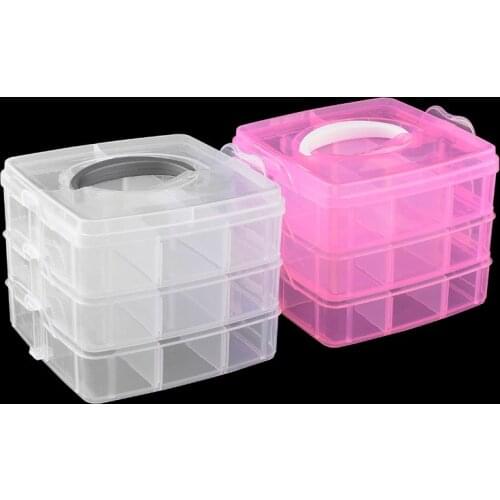 3 Layers Nails Accessories Tool Storage Boxs Pink Plastic Accessories Storage Box 2021 Nail Supplies for Professionals