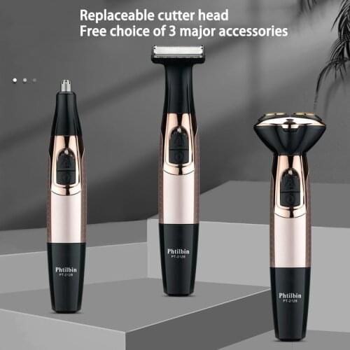 3 in1 USB Electric Shaver And Nose Hair Removal Trimmer For Men Triple 2 Cutter Floating Head Blade Shaving Machine Hair Clipper