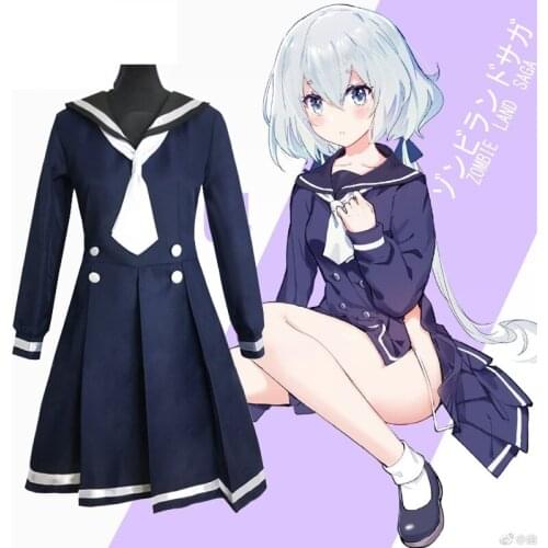 Anime Cos ZOMBIE LAND SAGA Cosplay Costumes Konno Junko Costumes School Student Uniform Sets