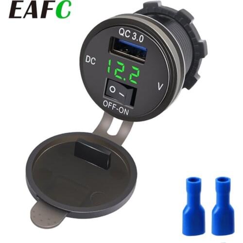 Auto USB Port Car Charger Cigarette Lighter Socket Plug LED Voltmeter Quick Charge QC3.0 Mobile Phone Charging Adapter