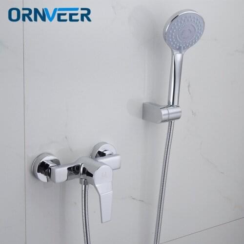 Free Shipping/Wall Mounted Bathroom Faucet Bath Tub Mixer Tap With Hand Shower Head Chrome-plated brass Faucet