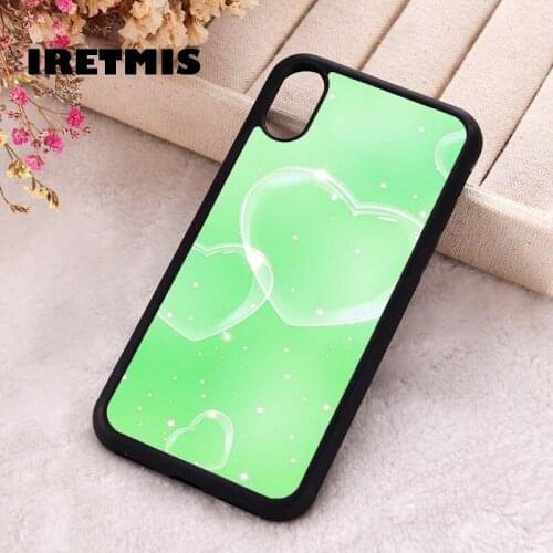 Iretmis 5 5S SE 2020 Phone Cover Case for iPhone 6 6S 7 8 Plus X Xs XR 11 12 Mini Pro Max Silicone Bubble Heart Green