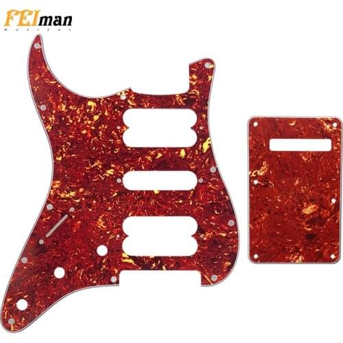 Pleroo Guitar parts st pickguards with back plate For fender left handed Classic player Stratocaster HSH Electric guitar 11 hole