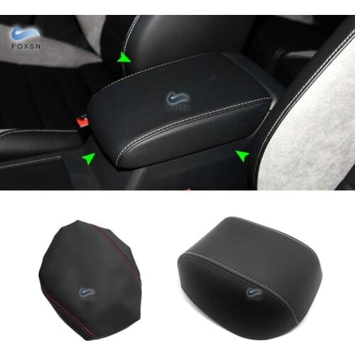 For VW Golf 7 MK7 2014 2015 2016 Microfiber Leather with 1 Red / White Line Car Interior Center Armrest Box Cover Trim