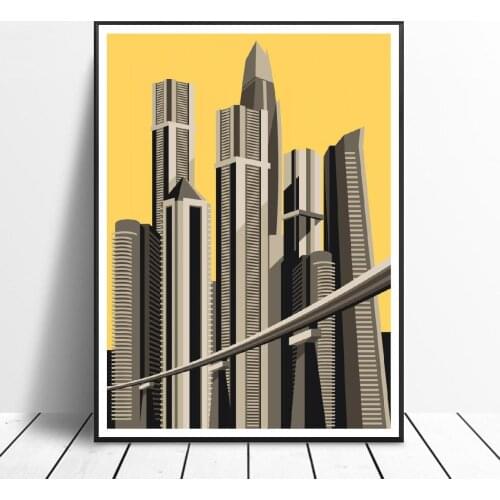 Dubai Landmarks Canvas Painting Art Print Poster Picture Wall Modern Minimalist Bedroom Living Room Decoration