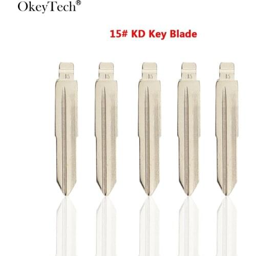 Okeytech 10PCS/LOT Metal Blank Uncut Flip KD Remote Key Blade Type 15# for Hyundai for Kia for Jeep for Mitsubishi Blade NO. 15