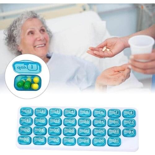 31-Day Pill Storage Organizer Container Monthly Medication Medicine Dispenser Case Travelling Pill Case Pill Box Splitters M2