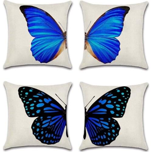 Colorful Butterfly print beige decoration home house Party cushion cover Pillow case Chair sofa for kids friend gift present