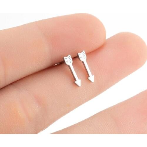 Mini Romantic Stainless Steel Arrow Cupid Earrings For Girl Woman Temperament Small Stud Lover Couple Fine Jewelry Factory Price