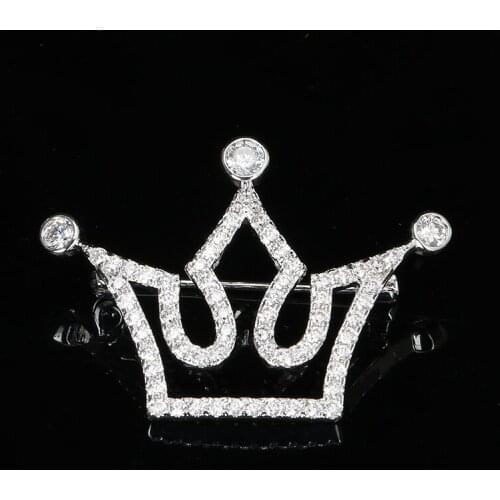 Elegant new design Micro Pave CZ Crown Pin Brooches Fashion Pointed Tiara charm Brooches Jewelry For Women