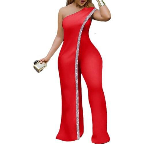 Fashion Asymmetrical Women Plus Size Skinny Jumpsuits 2021 Spring New Arrivals Graceful Sleeveless Bell-bottomed Rompers