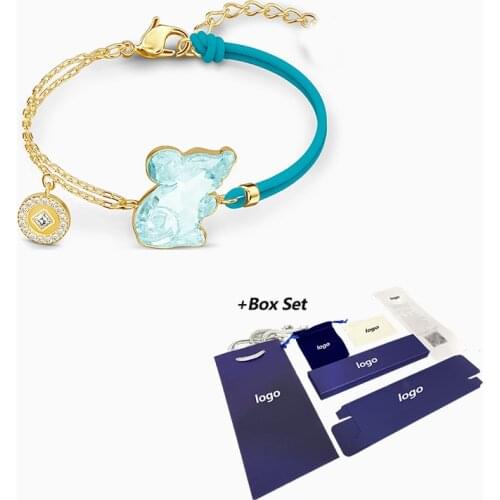 Fashion Jewelry Swa New Zodiac Rat Golden Bracelet Sea Blue Mouse Shaped Decorative Crystal Female Romantic Luxury Jewelry Gift