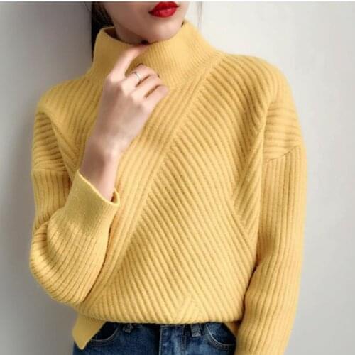 Fashion Turtleneck Women Sweater 2020 Autumn Winter All-match Loose Korean Ladies Knit Thick Long Sleeve Pullover Jumper Soft