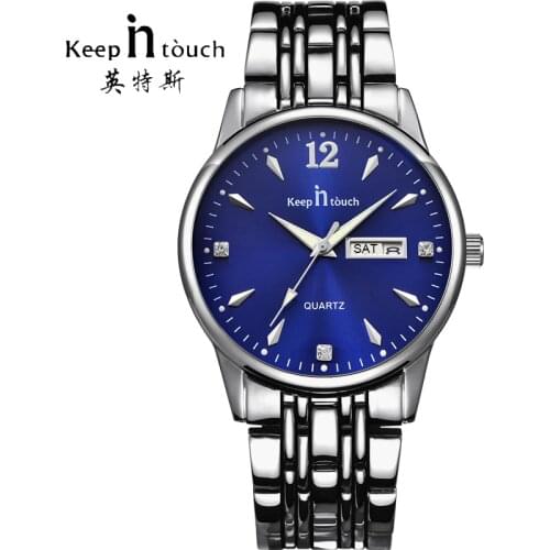 KEEP IN Touch Luxury Brand Calendar Watch Men Waterproof Fashion Business Quartz Mens Watches Stainless Steel Relogio Masculino