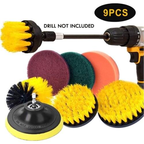 Electric drill brush head set electric drill cleaning brush 9-piece set automobile wheel hub polishing scouring cloth sponge