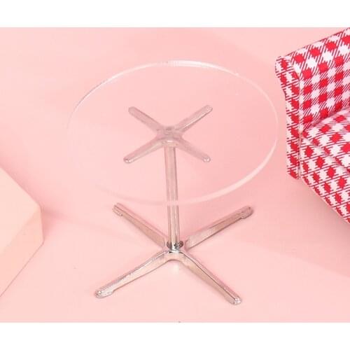 New 1 Pc 1:12 Scale Dollhouse Miniature Clear Round Table Coffee Table Doll House Furniture Decor