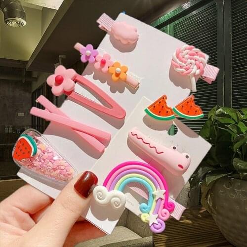 New Cute Children Hair Barrette Set Sweet Flower Fruit Candy Sequins BB Side Clip For Girls Kids Baby Hair Clips Pin Accessories