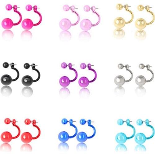 Brand New Fashion Stud Earring Double Beads Big Earrings For Women Candy Color High Quality Cheap Earring Jewelry (#ER062)