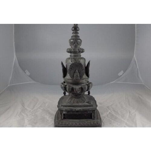 Song voge gem S1404 Tibet Temple Old Copper Bronze Buddhist Sakyamuni Relic dagoba Pagoda Tower