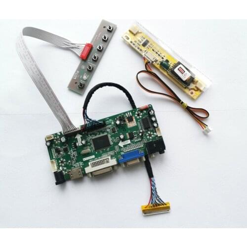 Fit HSD170MGW1 1440*900 VGA DVI 2Pcs CCFL panel 17" cable LVDS 30Pin keyboard M.NT68676 LCD screen controller board DIY kit