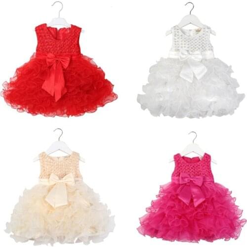 Baby Newborn Girls Dress Fashion Happy Wedding Party Princess 3M-3T Lovely Lace Baby Girls Dress Birthday Clothes