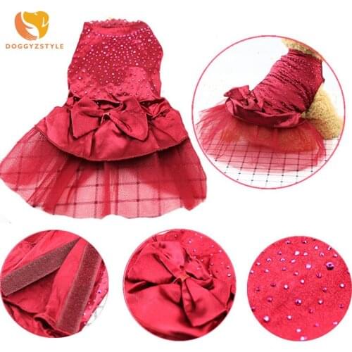 Pet Cat Dog Tutu Dress Rhinestone Bowknot Puppy Princess Dress Party Dog Skirt Wedding Dresses Pets Apparel Teddy Chihuahua